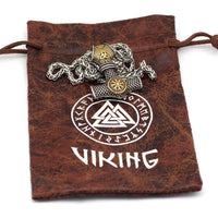 Thors Hammer Halskette mit Helm des Schreckens - Vegvisir