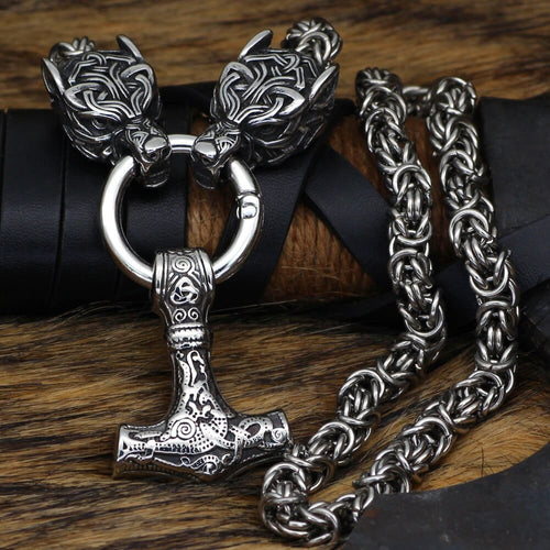 Collier Collier puissance de Mjolnir et protection de Freki et Geri - Odins Hall