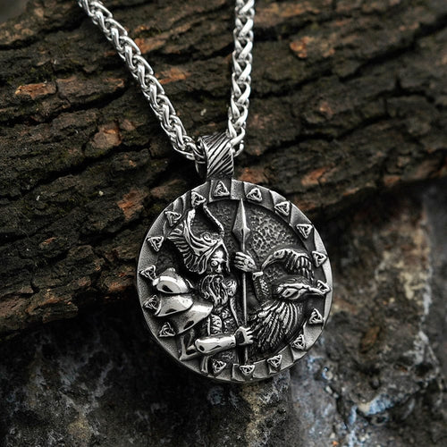 Collier Collier Viking Odin et les corbeaux Huginn et Muninn - Odins Hall