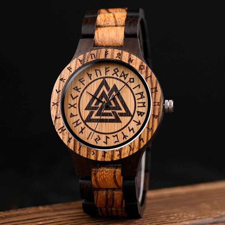 Uhr aus Holz Valknut - Odin's Hall