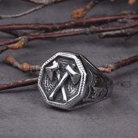 Cross Axe Ring - Edelstahl