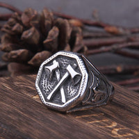 Cross Axe Ring - Edelstahl