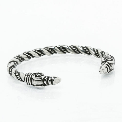 Bracelet Bracelet de Loyauté Viking - Corbeaux d'Odin Argent sur fond blanc