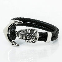 Wikinger-Totenkopf-Lederarmband