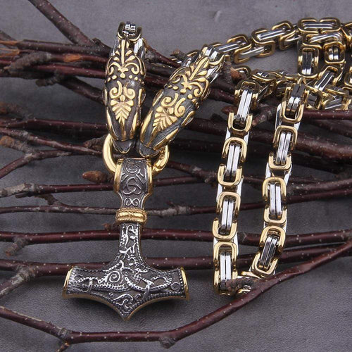 Collier Collier de roi viking - Symbole de la puissance de Thor - Symbole du dragon - Odins Hall