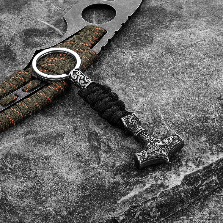 Thors Wikingerarmband-Schlüsselanhänger aus Paracord und rostfreiem Stahl